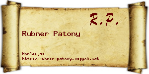 Rubner Patony névjegykártya